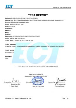 Certificado de TESTE EK IP66